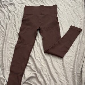 Brown Ribbed Leggings